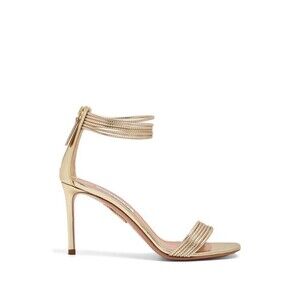 Aquazzura Gold-Tone Metallic Finish Square Toe Sandals - NWT